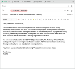 Predictive Index training sample email