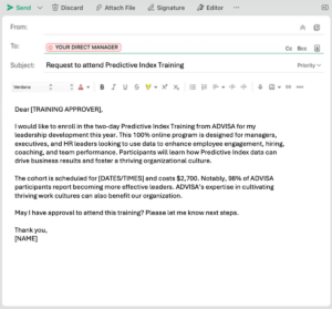 Predictive Index training sample email