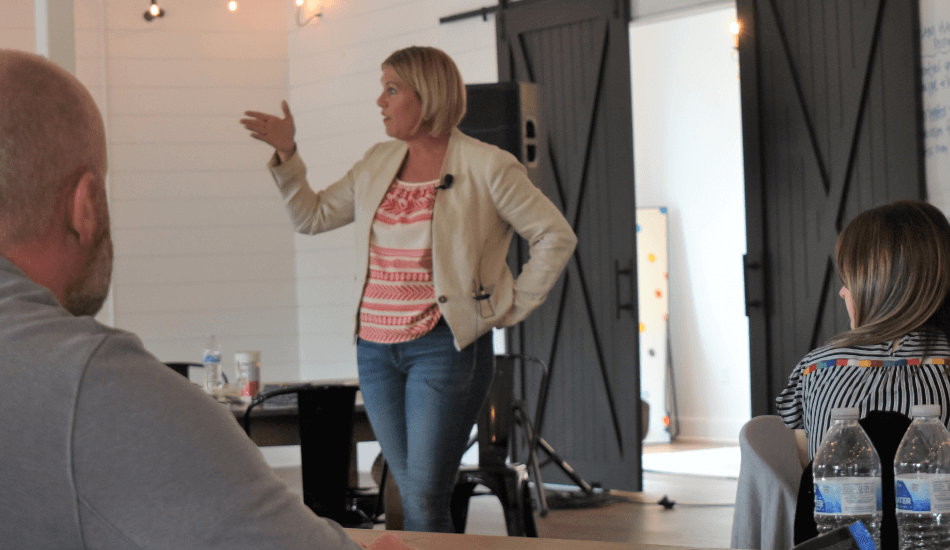 woman leading meeting