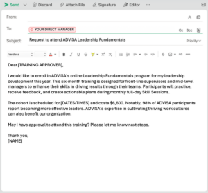 Leadership Fundamentals online training sample email