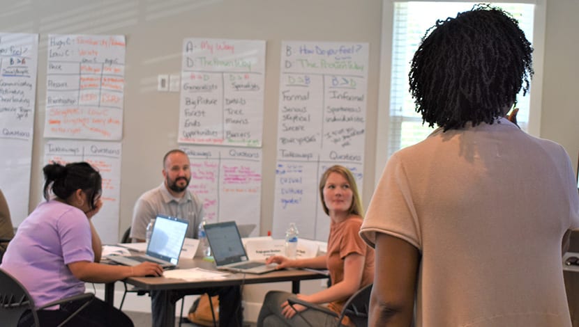 strategy meeting at ADVISA, a leader and culture development consultancy in Carmel Indiana, north of Indianapolis